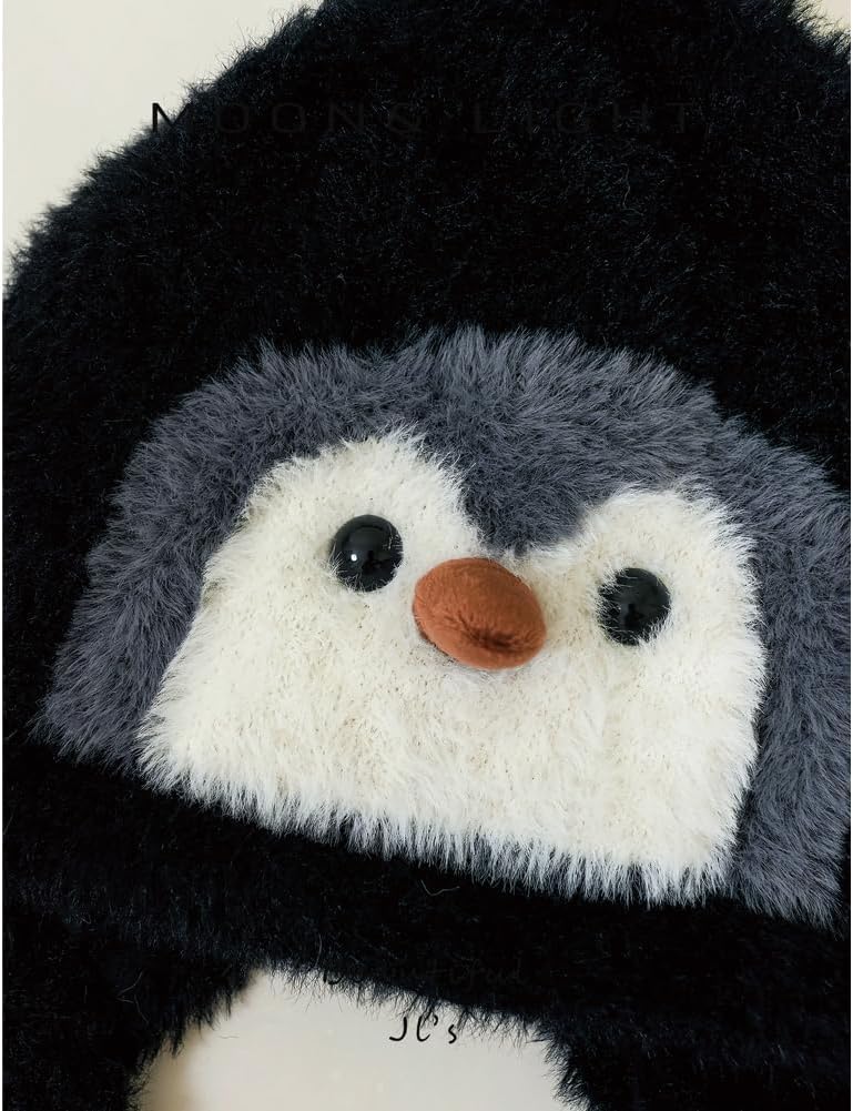 KORADI Girls Knit Hat Cute Penguin Fuzzy Beanie Hats Boys Winter Warm Flecce Lining Cap with Earflap 2-8 Years - Image 5