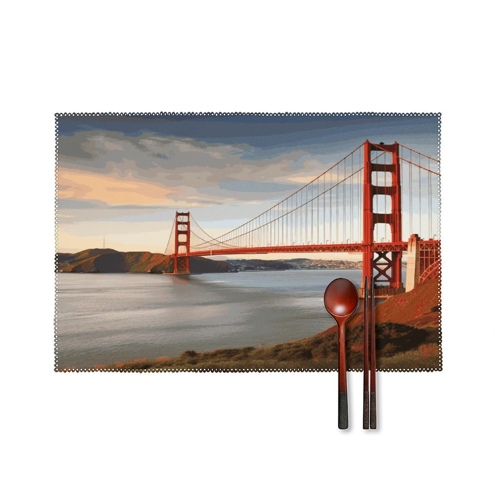 Fekiloot Style Golden Gate Bridge Placemats Set Of 6,Table Mat