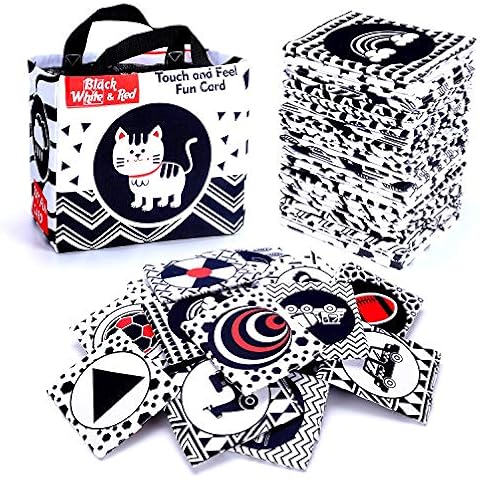 Black and White Soft Cloth Flash Cards for Babies,Nontoxic Fabric High Contrast Toys Visual Recognition with Storage Bag Early Educational Toy Washable Newborns Toys Gift for Baby 0+ Month(24 Pack) Cover