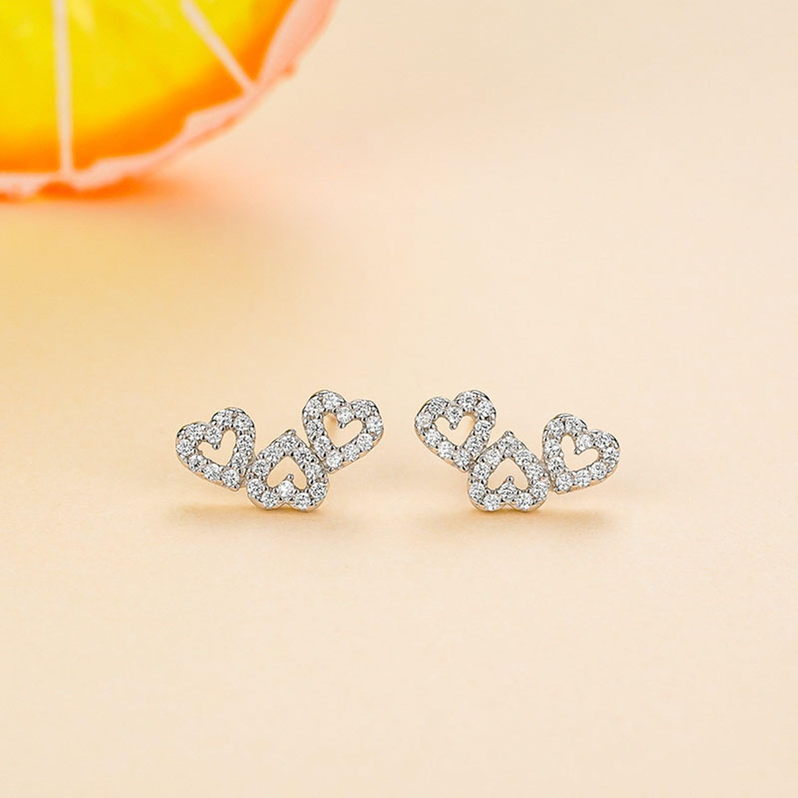 Kolczyki sztyfty białe złoto 750 585 375 damskie kolczyki damskie proste eleganckie puste serce z okrągłymi kolczykami Moissanite na wesele, bez niklu, prawdziwa biżuteria, białe złoto
