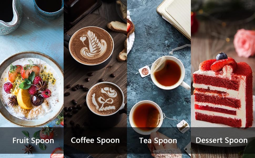 Miniatura 2 de Juego de cucharas de postre de café, juego de 12 cucharas de metal, cuchara de café pequeña y elegante y organizador con cisne, cuchara de cisne