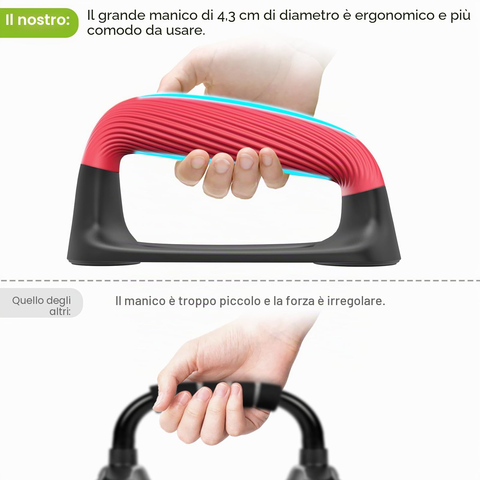 Kipika Barre per flessioni, supporto per flessioni con manico in plastica morbida ispessita, base stabile e antiscivolo, maniglie per flessioni, perfette per l'allenamento della forza del pavimento,