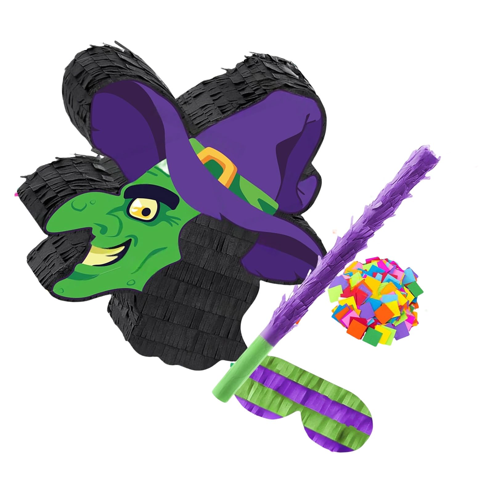 Festival Witch Themed Piñatas, Halloween Decoration Piñata with Stick Blindfold, Halloween Party Decorations for Kids Birthday Theme Party for Game Supplies