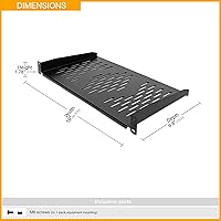 Vista 2 de RIVECO 2 piezas de estantes de rack de 1U, gabinete de 19" con montaje en bandeja de 1U ventilada en voladizo para montaje de estante de caja