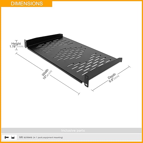 Vista 2 de RIVECO 2 piezas de estantes de rack de 1U, gabinete de 19" con montaje en bandeja de 1U ventilada en voladizo para montaje de estante de caja