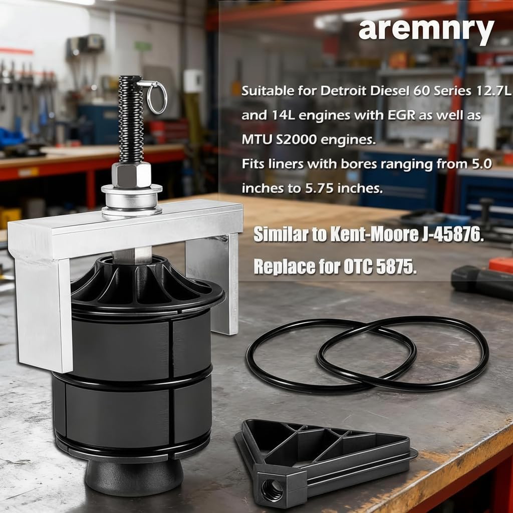 Cylinder Liner Puller for Detroit Diesel 60 Series DD13 DD15 DD16 MTU S2000, J-45876 & OTC 5875 Alternative, Heavy Duty Liner Remover with Thrust Bearing, 5.0" to 5.75" Bores