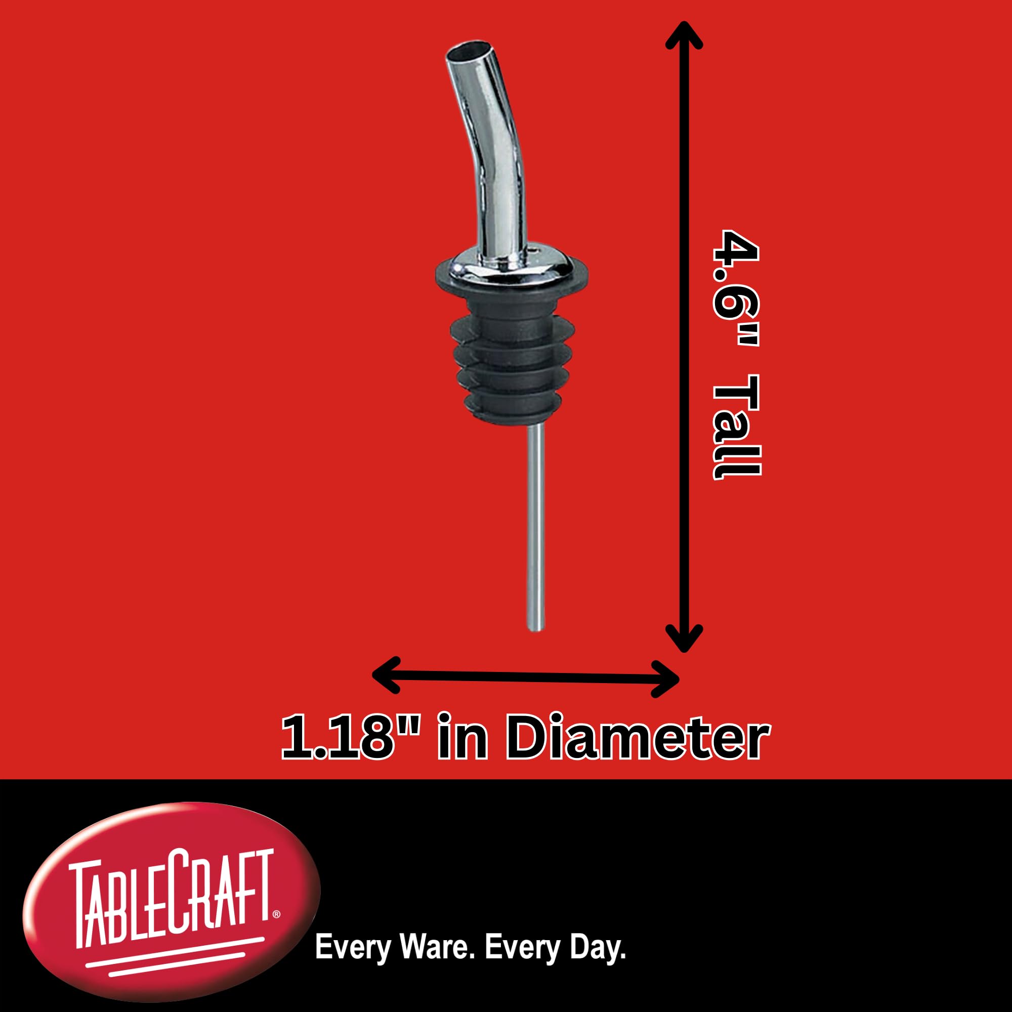 TableCraft 320A Cash & Carry Free Flow Jet Pourer, Hand wash only, Chrome Plated, no Collar, BPA Free (Priced per Each, Packed 12 pourers per polybag)