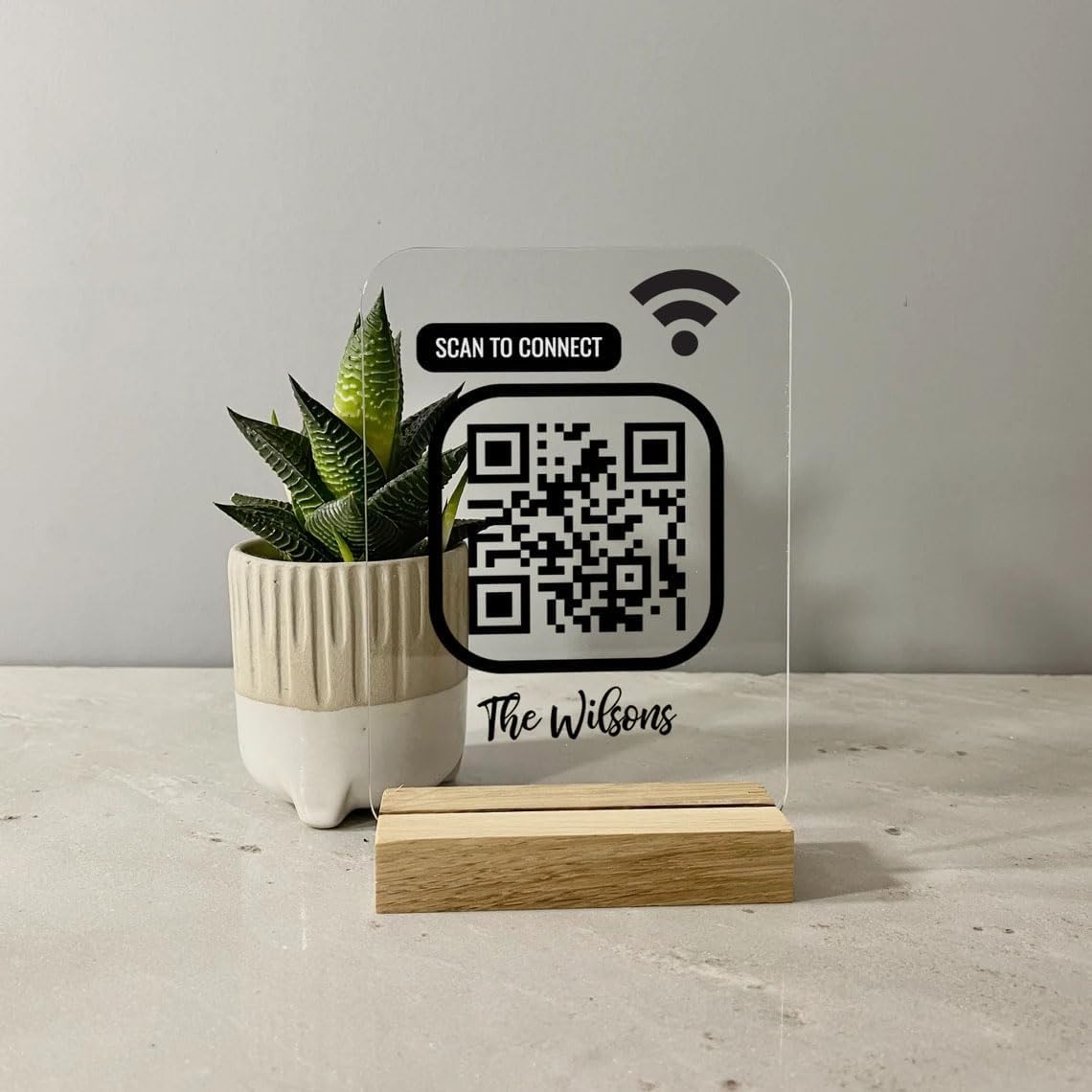 Panneau WiFi Personnalisé En Acrylique Transparent - Avec Support Et Code QR, Pour Maison, Hôtel, Magasin