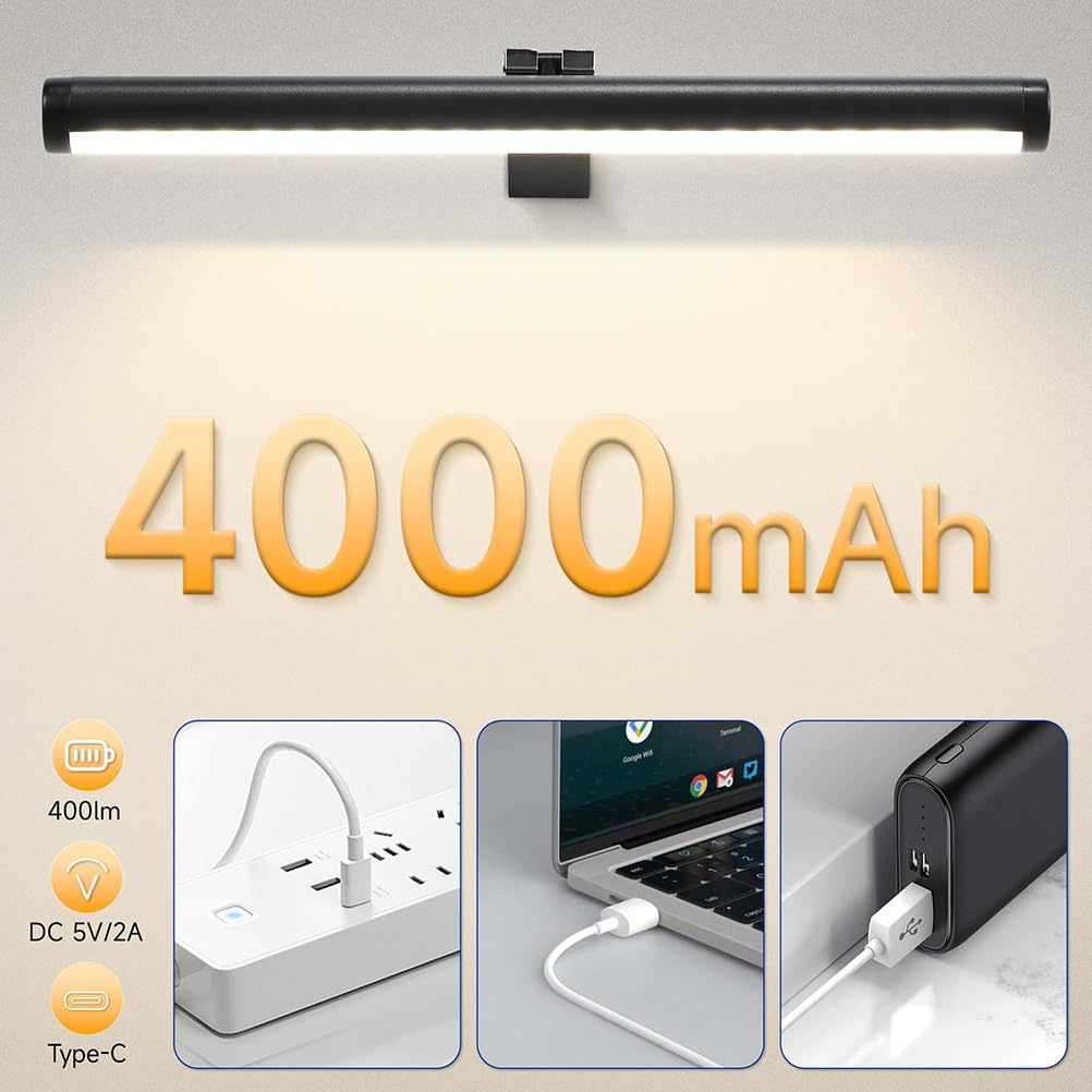 AoLa Lampada da specchio ricaricabile a LED con telecomando e touch Dimmerabile Luce da bagno per interni ruotabile con funzione timer Lampada da parete lunga Lampada da parete ricaricabile USB