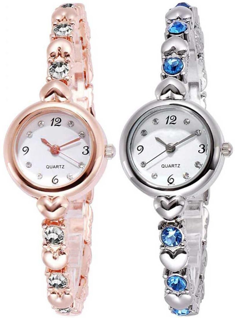 AcnosPremium Brand Analogue White Dial Rosegold Silver Bengle Watch Gift for Girls Women Watch for Girl Or Women Combo of 2