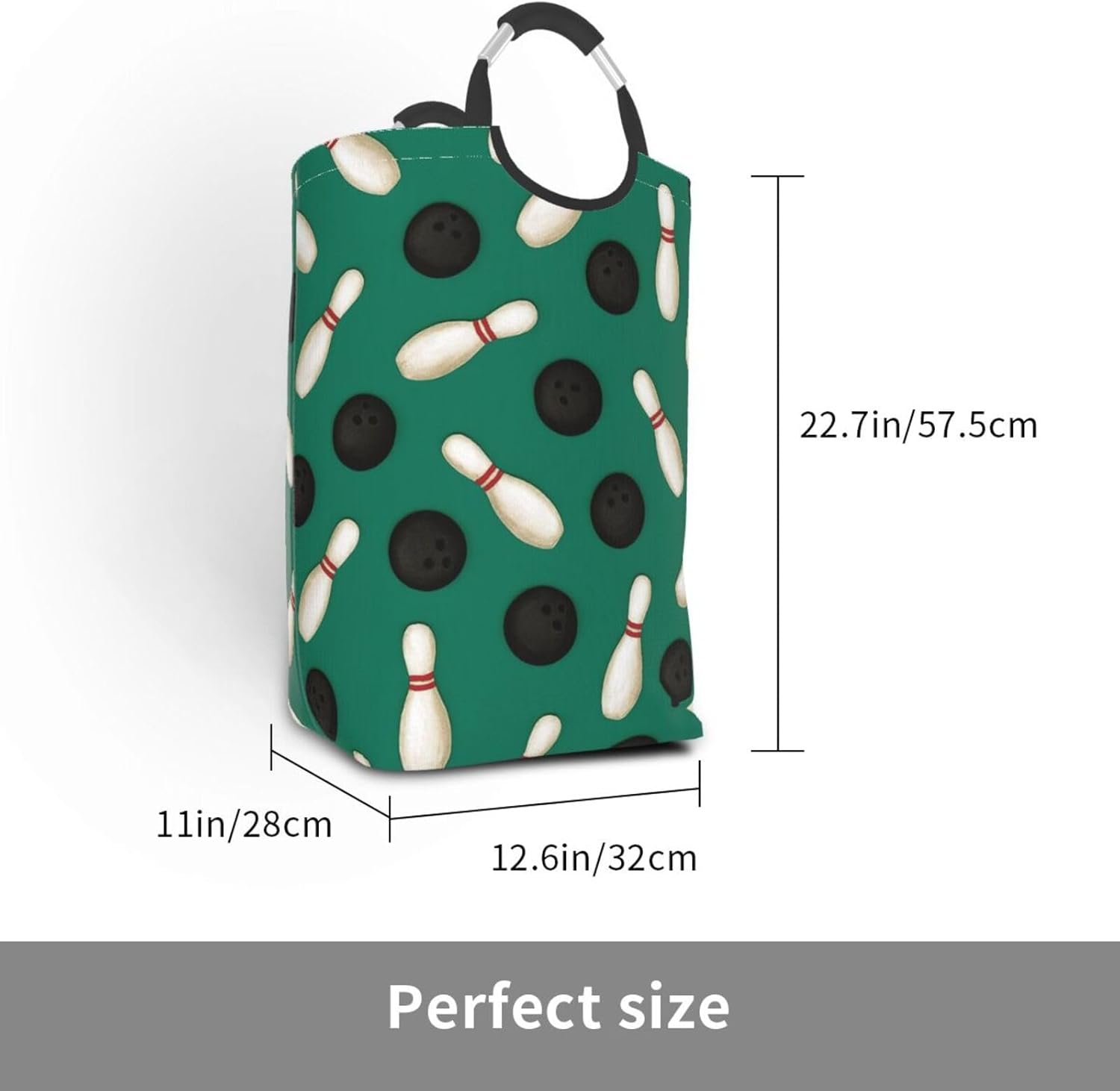 50l Laundry Basket Bowling Theme Waterproof Laundry Hamper Foldable Clothes Laundry Bag With Handles