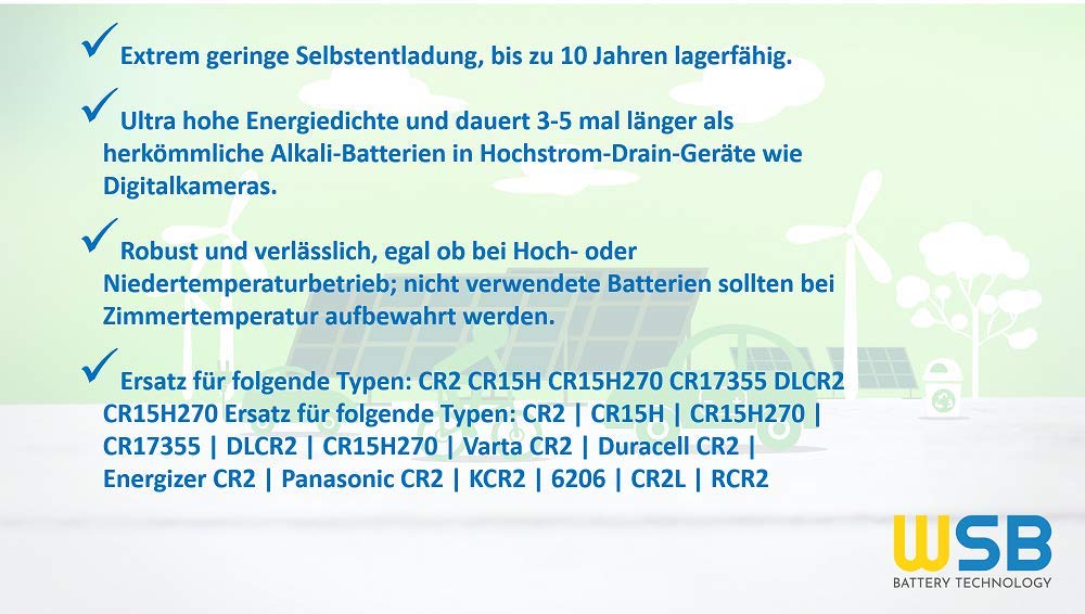 XCell Lot de 20 piles au lithium CR2 3 V 850 mAh CR15H CR15H270 CR17355 DLCR2 CR15H270