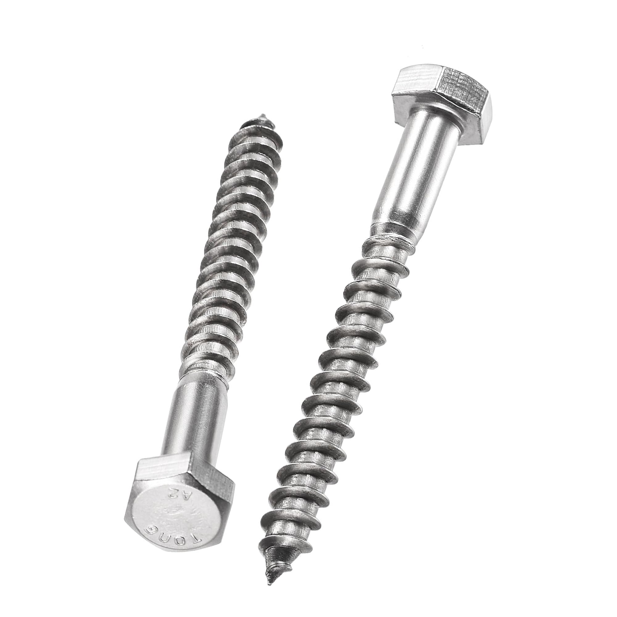 Unifizz 10 Pcs Hex Lag Screws, M8 x 75mm 304 Stainless Steel Wood Bolts