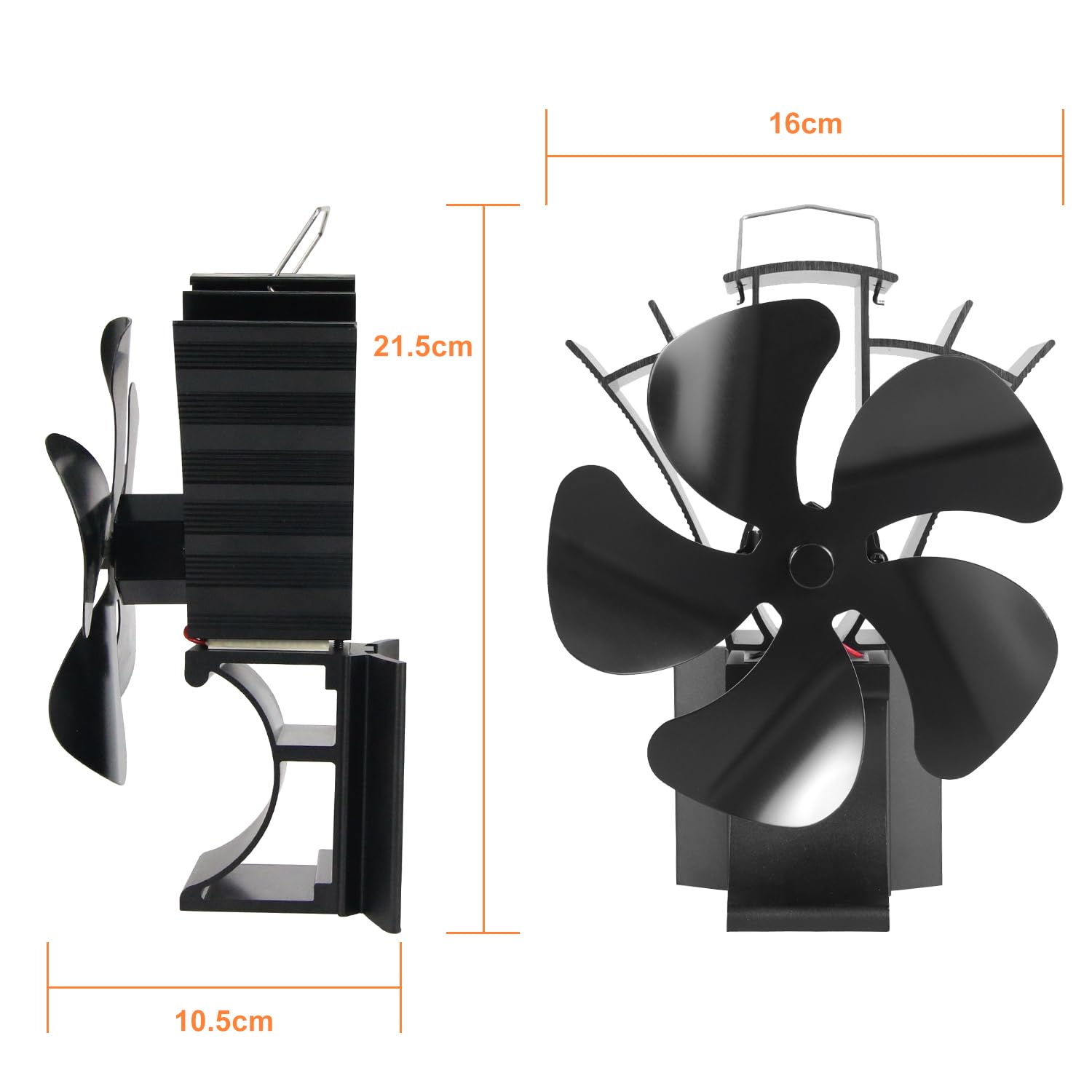 Ventilateur de cheminée sans électricité – 5 lames magnétique pour poêle à bois – Ventilateur silencieux efficace pour la distribution de l'air chaud