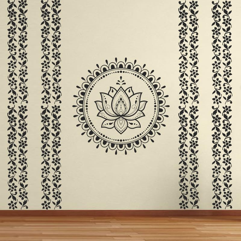ARandNJ Combo Painting Wall Stencils (Size - 16X24 Inch) Artistic Theme- Floral Border & Lotus Mandala DIY Reusable Design Ideal for Bedroom, Living Room, Drawing Room, Office, Studio (Pack of 2) (B0CHMJCGCX) Amazon Price History, Amazon Price Tracker