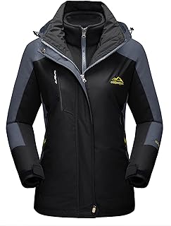 TACVASEN Damen 3 in 1 Funktionsjacke Outdoor Wetterjacke Warm Winter Übergangsjacke Doppeljacke mit Fleecejacke
