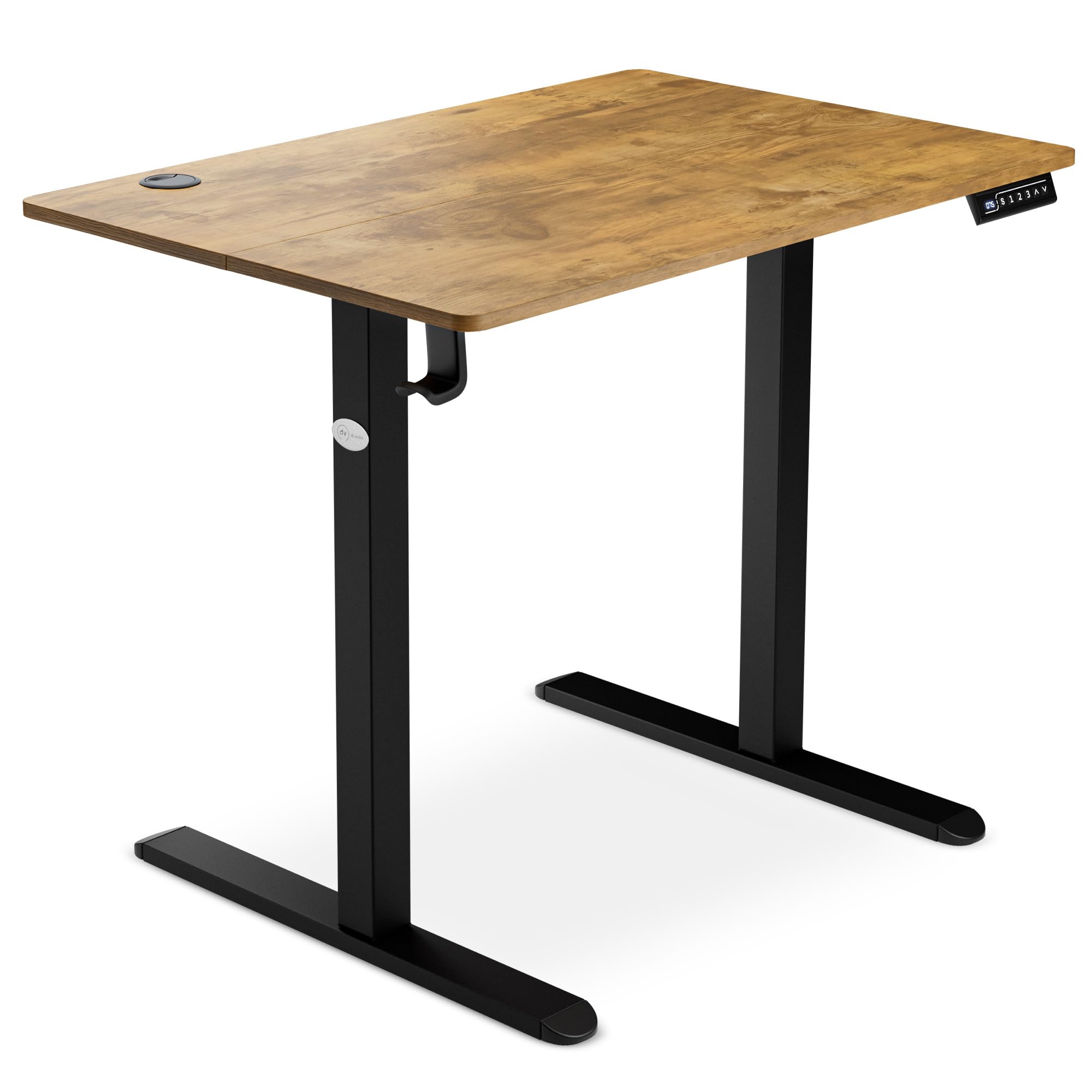 di volio Elektrischer Schreibtisch Höhenverstellbar Braun 88x60 cm Barga | Platzsparender Bürotisch, Sitz-Steh-Funktion, Memory-Funktion, Stehtisch fürs Homeoffice