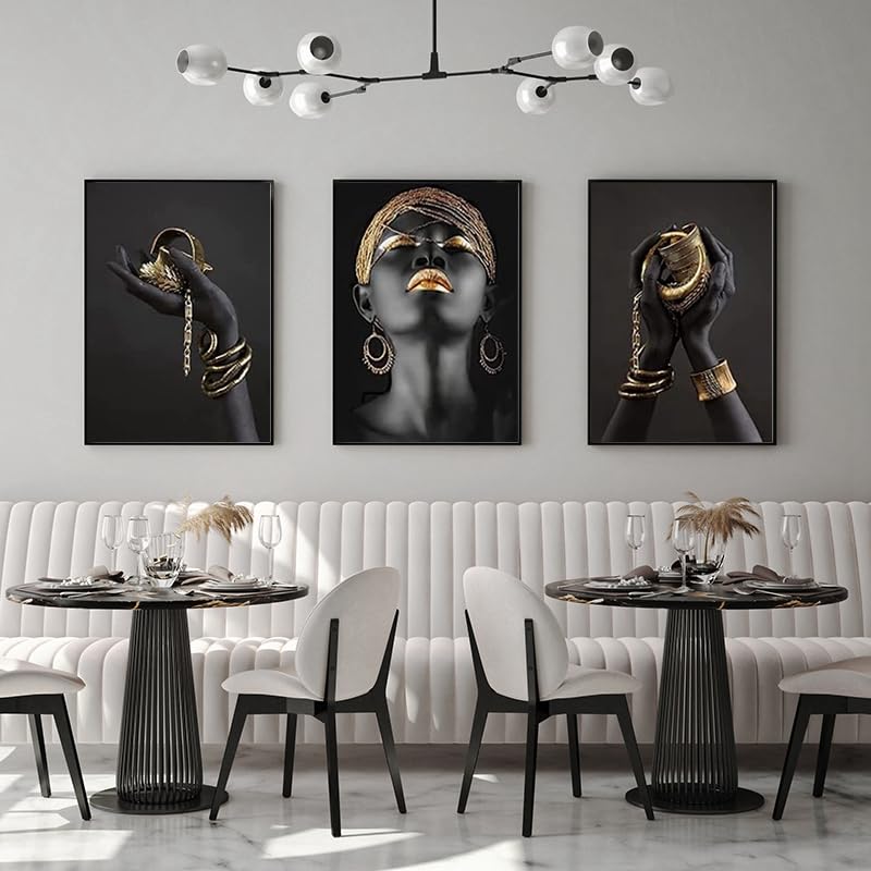 LPFNSF Modern Art Decoration Poster, Gold and Black African Women's Decoration Poster, Living Room, Bedroom - Image 3
