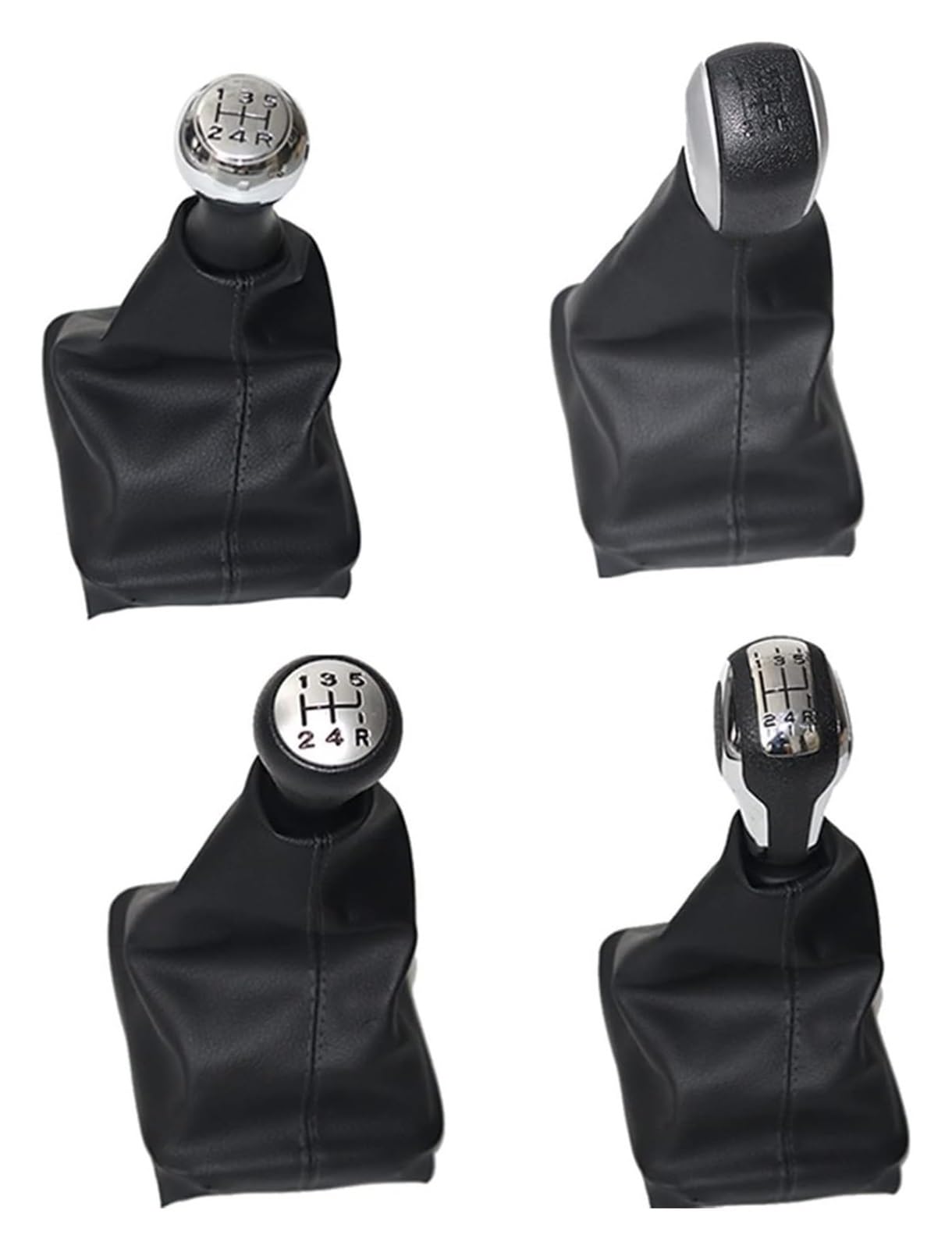 Pomello Del Cambio 5 Marce Con Copertura Antipolvere In Pelle Per Peugeot 206 406 | Kit Di Ricambio In ABS E Pelle Nero, Accessorio Auto - 3