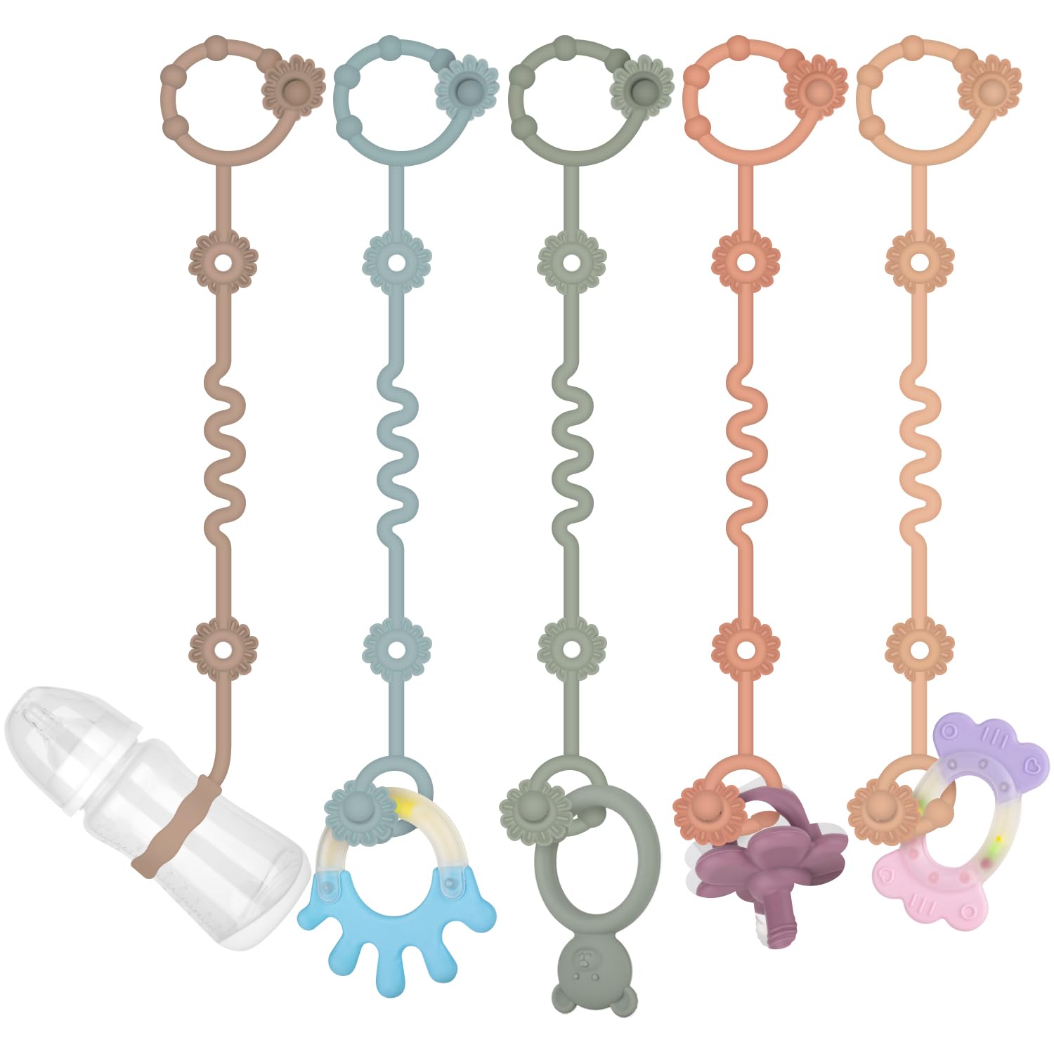 Orliver Toy Straps for Baby, 5pcs Adjustable Stroller