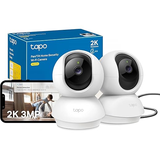 Lot de 2 Caméras WiFi Intérieure 2K QHD 3MP Tapo C210