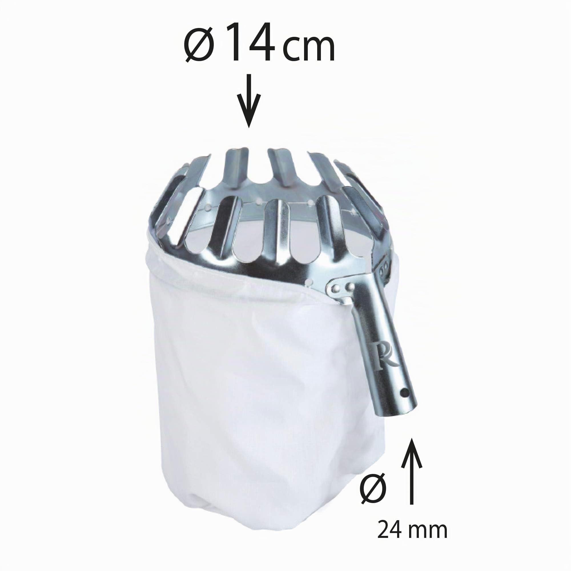 Ribimex Prescf2 Raccogli Frutta Con Sacchetto, Argento/Bianco, 14 x 16 x 16 cm