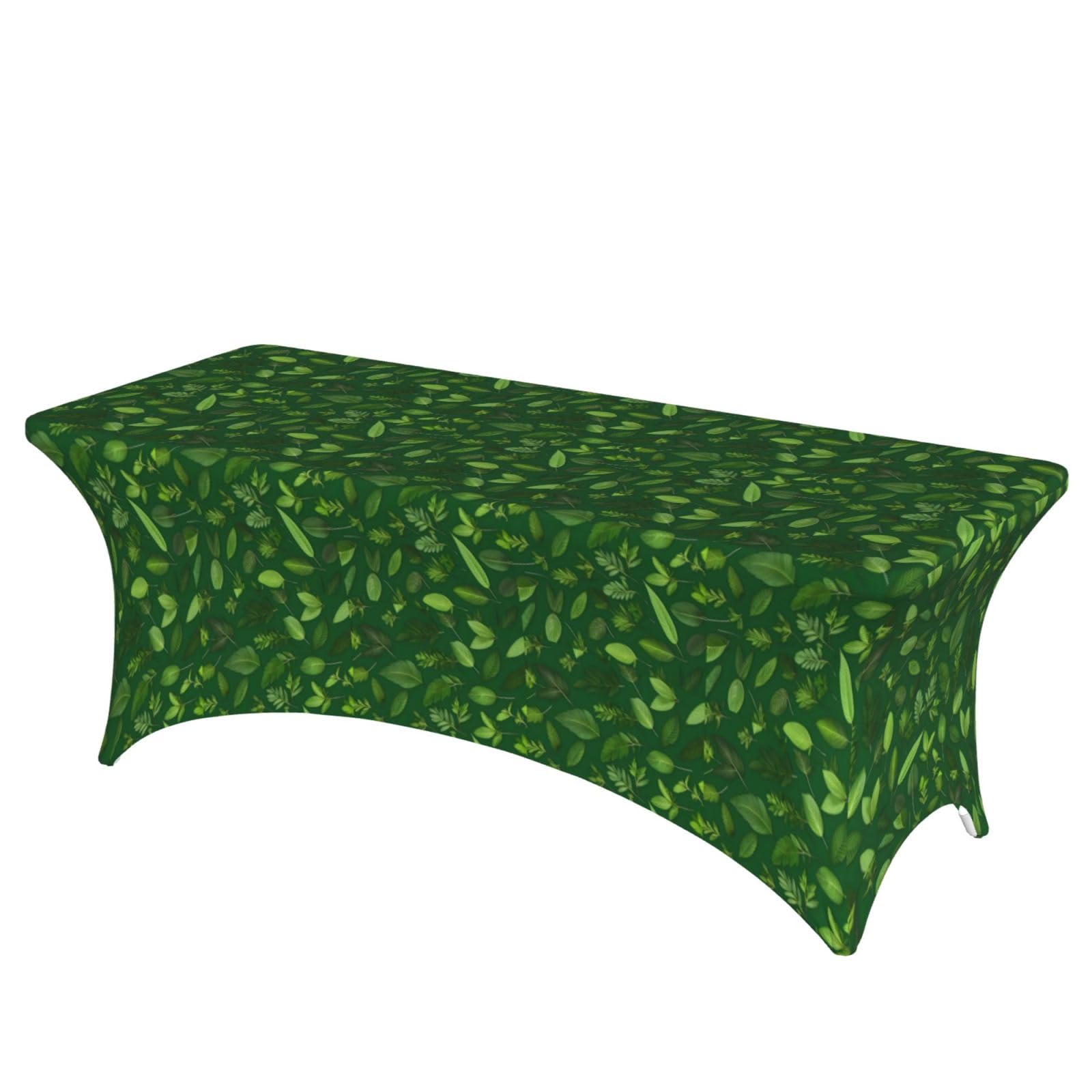 AYYQWE Herb Plant Leaves Print Elastic Rectangular Tablecloth For Banquet Outdoor Picnics Office Table Cover