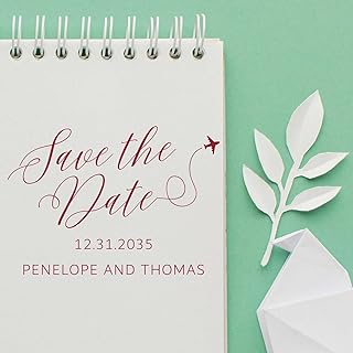 Love Takes Flight Custom Name Wedding Stamp | Elegant Floral Initial Self-Inking Stamp for Wedding Invitations & Thank You Cards | Personalized Save The Date with Birds Design | 1-5/8" Square