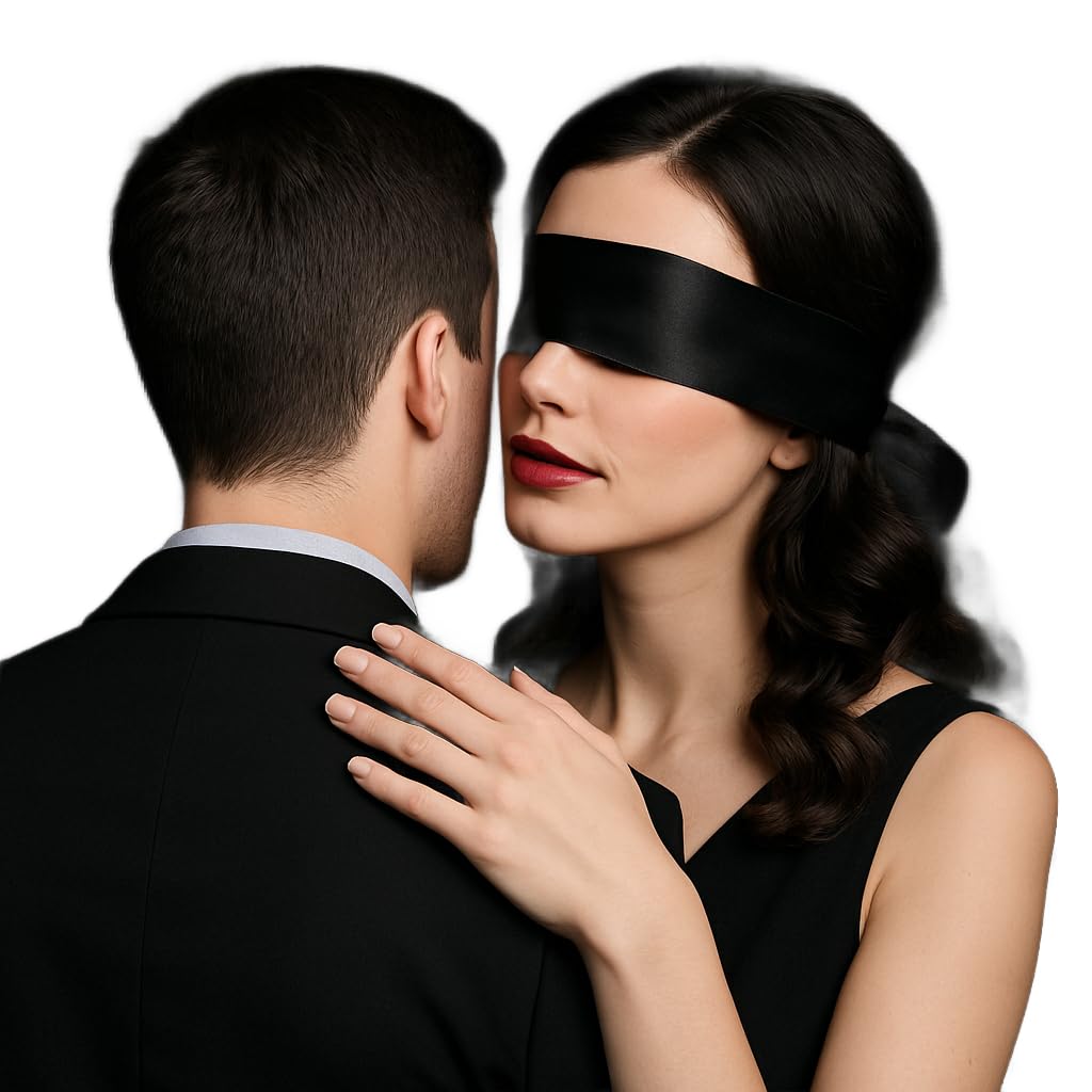 Luxury Black Satin Blindfold for Couples – Adjustable Soft Eye Mask for Sleep, Sensory Play, and Romance – Elegant and Comfortable – Unisex Design - Pack of 2-image-15