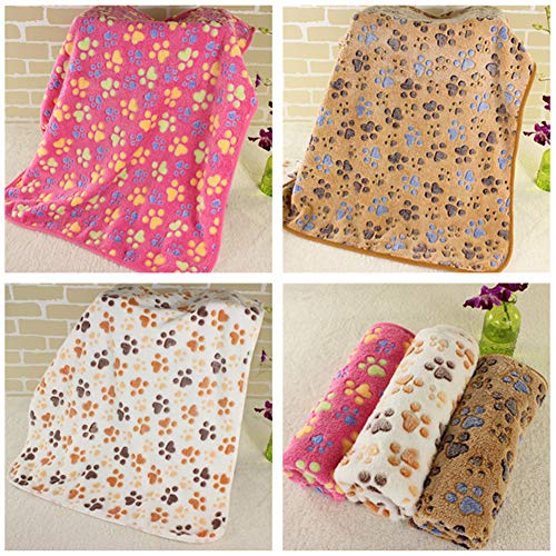 Tempaky Cobertor para animais de estimação, cachorro, gato, velo coral, estampa de patas, tapete que