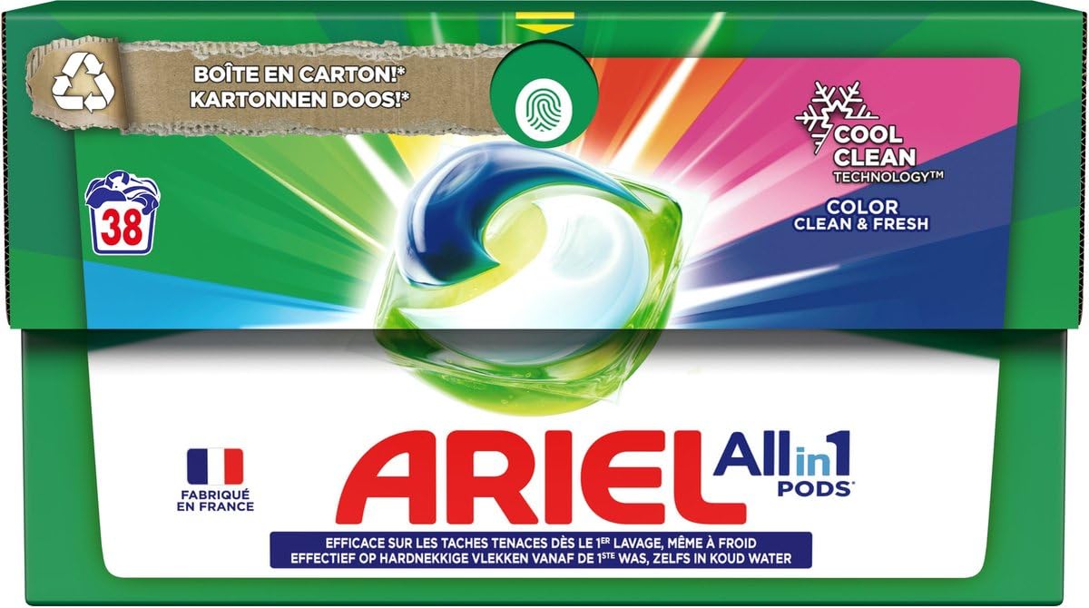Ariel Detergente Todo en 1 Cápsulas - Color - 4 x 38 Lavados - Paquete económico