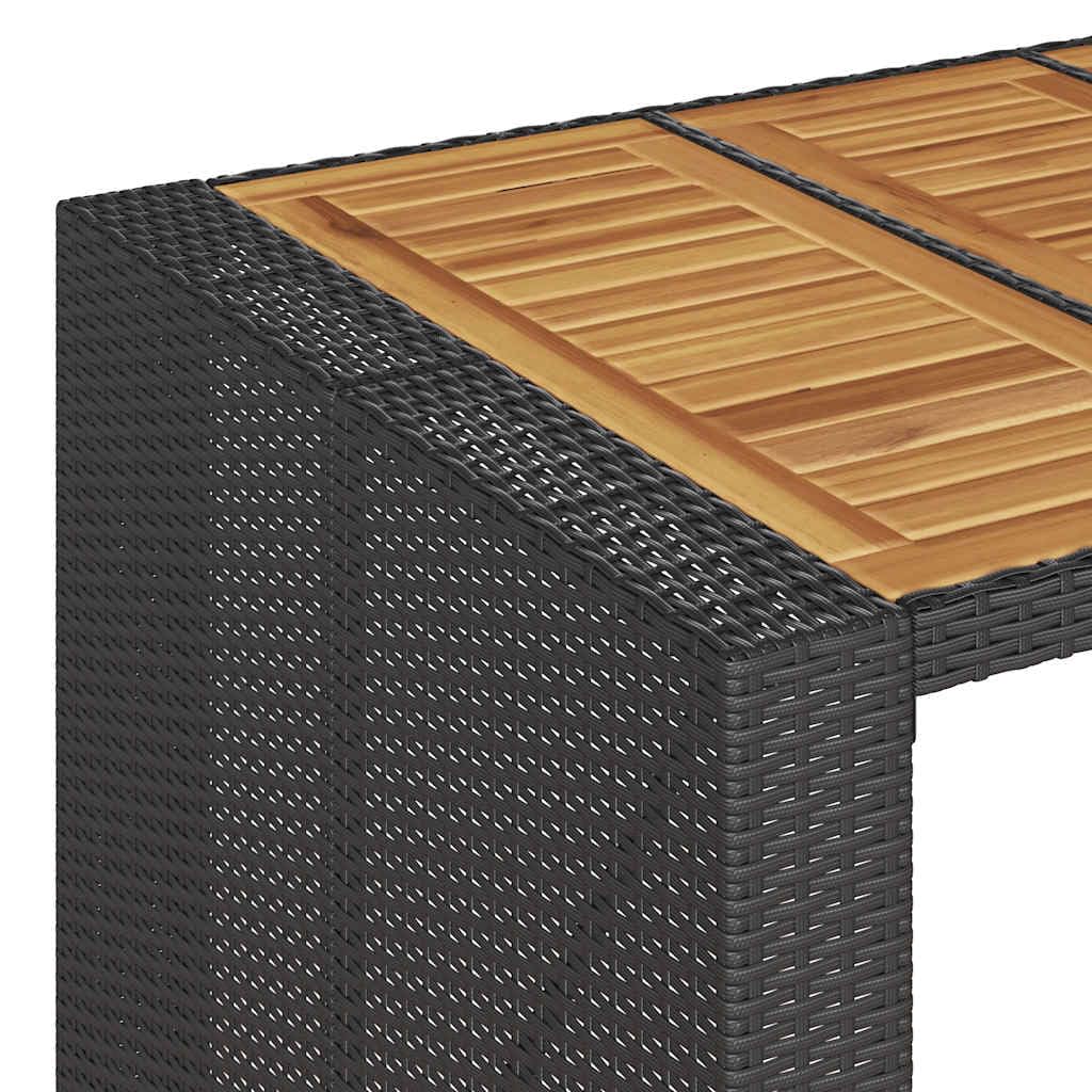 Homgoday Set Bar jardín sin Cojines 5 pzas ratán sintético Acacia Negro Barra Jardin Barra Bar Exterior mesas Altas y taburetes Dimensiones 185 cm