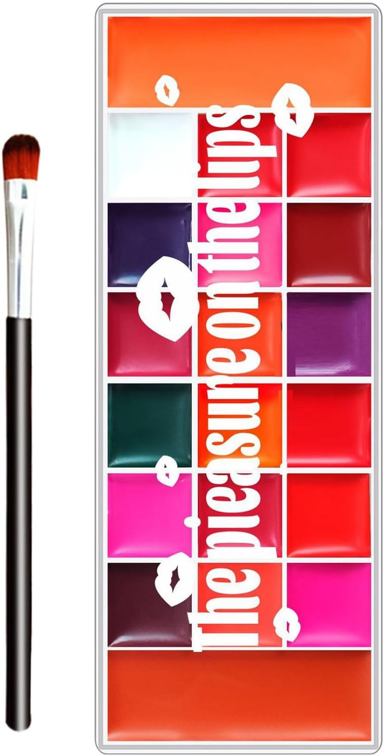Lip Palette,20 Kleuren Lipgloss Set – Vlekbestendige Matte Tint Crème-achtige Oogschaduw Blush Waterdicht voor Bruiloft Optreden