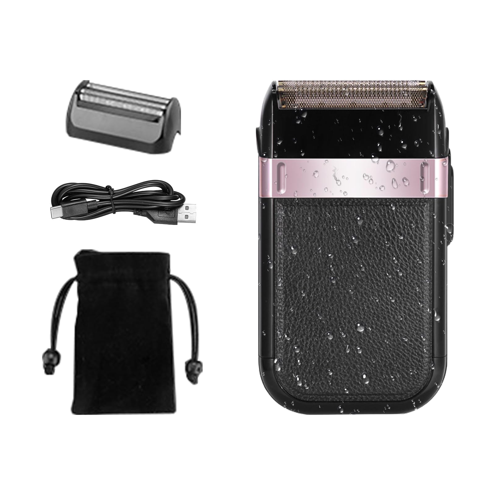 Afeitadora de láminas para hombres,Afeitadora de láminas a prueba de agua con carga USB,Maquinilla de Afeitar Eléctrica Recíproca de Doble Cabeza, maquinilla de afeitar de láminas lavable