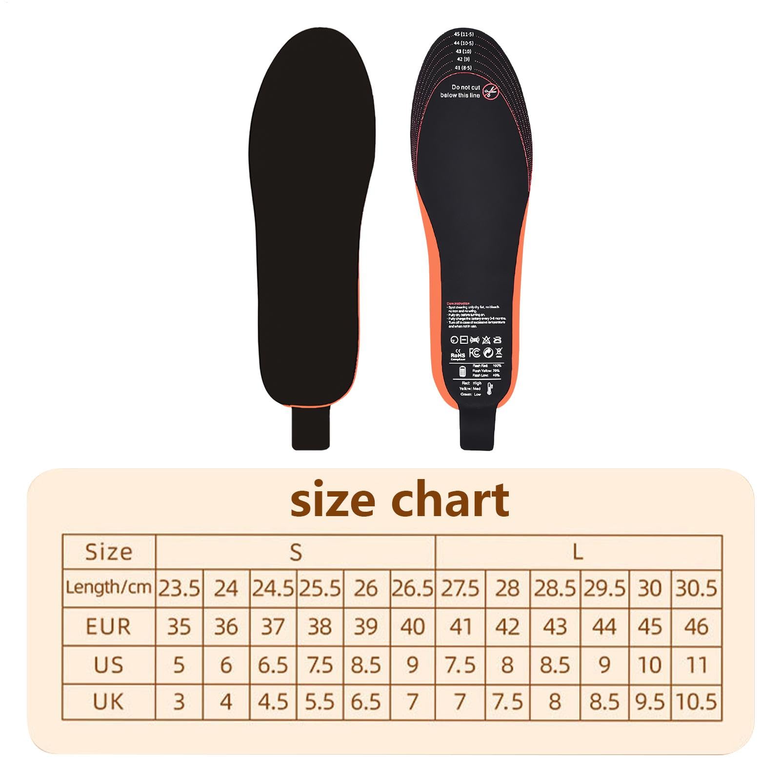 Plantillas Recargables USB, Plantillas Calefactables | 1 par de Plantillas | térmicas Recargables por USB para Invierno, Calentadores de pies para climas fríos, a Medida