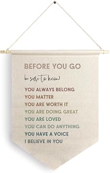 Qpenm Mental Health Sign Hanging Wall Canvas Banner, Boho Motivational Hanging Pennant Flag Prints, Positive Quote Home Wall Decor, Office Decorations for Work poster&prints