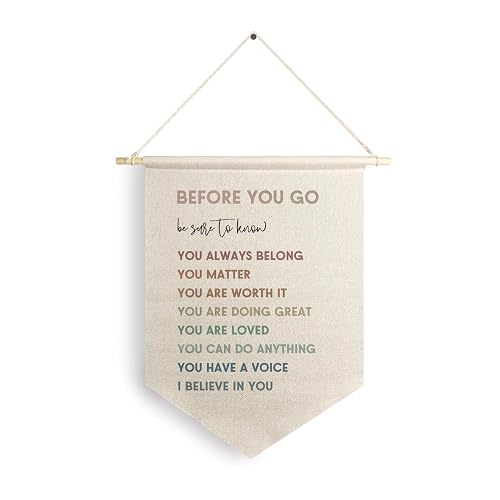 Qpenm Mental Health Sign Hanging Wall Canvas Banner, Boho Motivational