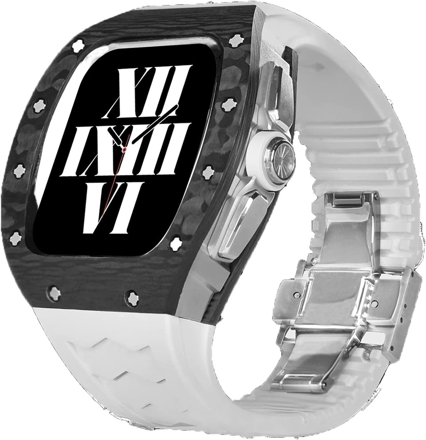 Bracelet iWatch caoutchouc fluoré fermoir carbone ultra résistant