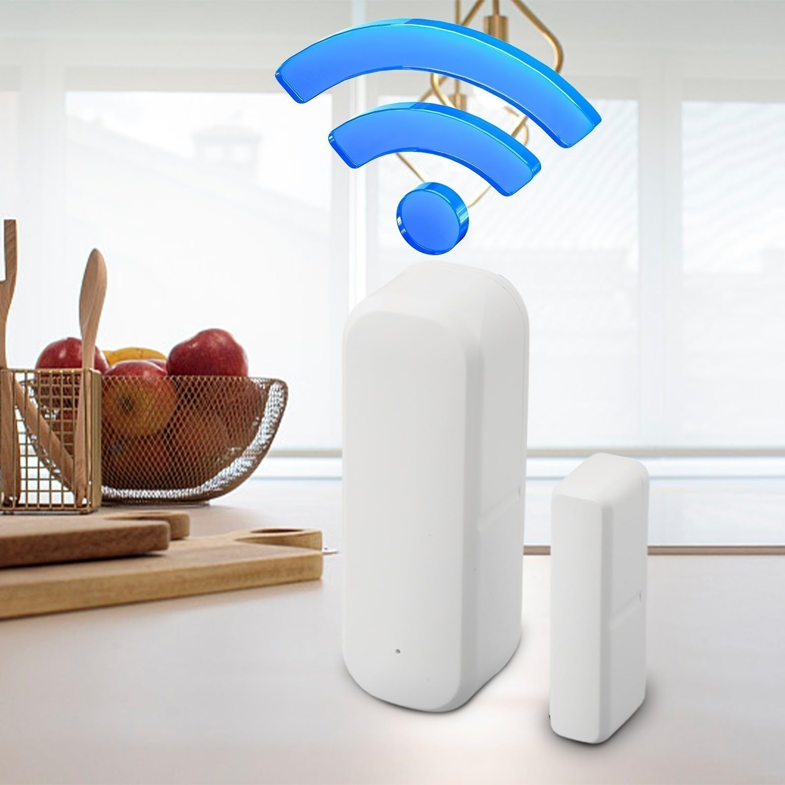 Sensor inteligente de puerta y ventana, compatible con aplicación Tuya, alarma de contacto magnético inalámbrico de 2,4 GHz, compatible con asistente de voz, notificación telefónica instantánea, no