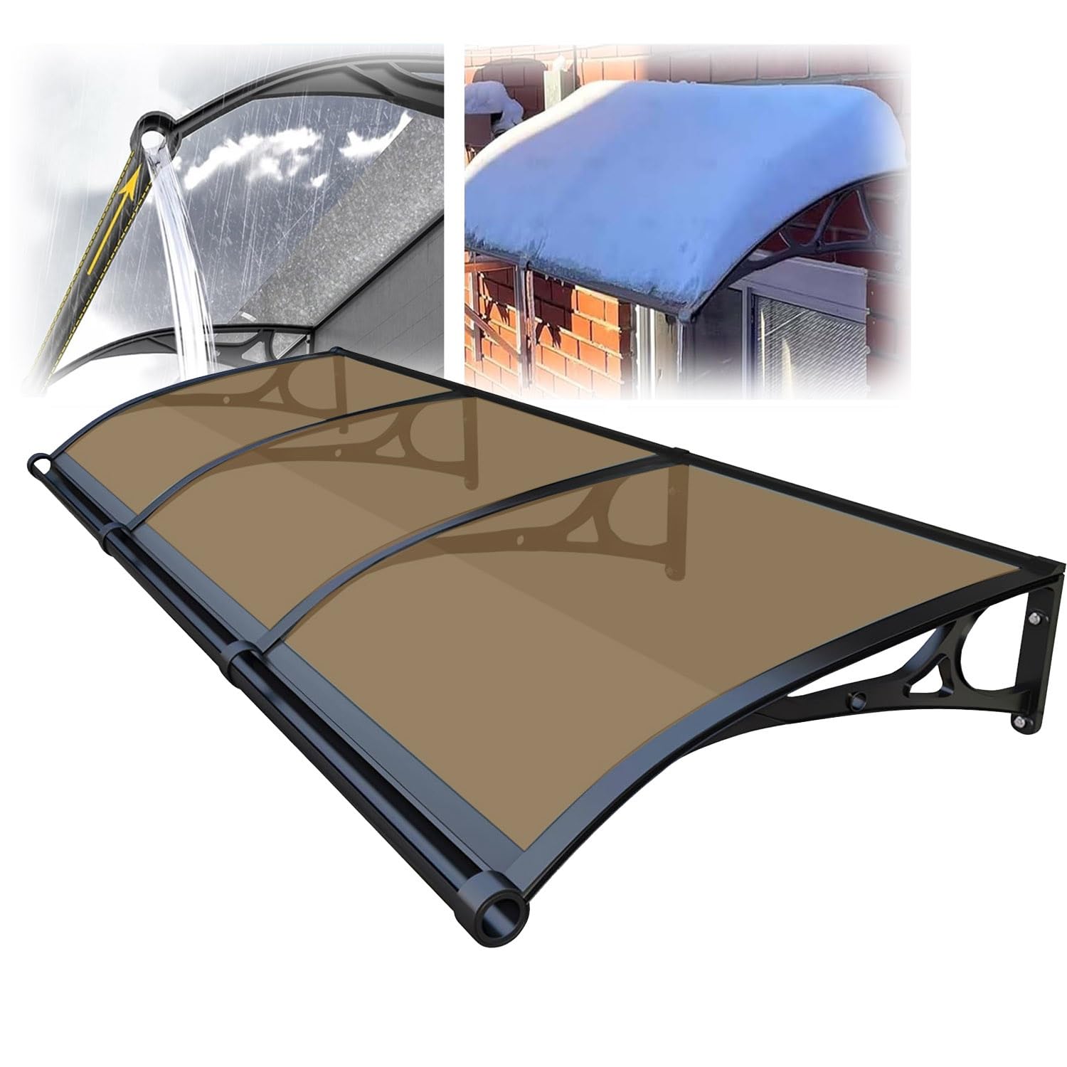 GJMSSMY Outdoor Door and Window Canopy, Rain Shelter Awning, Aluminum Protective Roof, Snow and Rain Canopy (Beige Color, 24x24in/60x60cm)