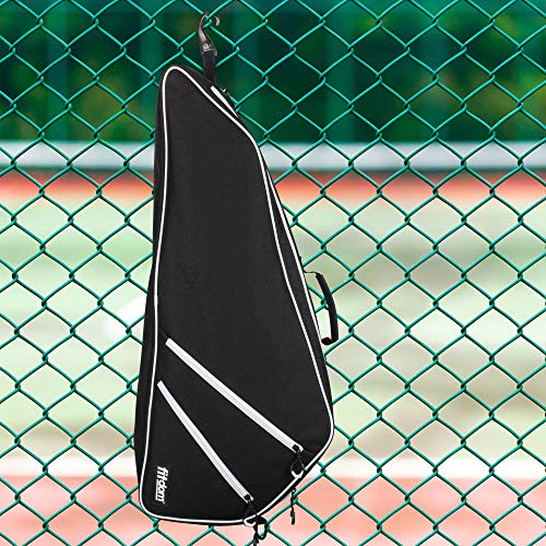 Fitdom Black Tennis Racket Bag - Can Carry Up to 3 Racquets. Perfect for Men, Women, Junior & Kids. Made from Heavy Duty Zipper & Durable Exterior for Your Gears, Towels, Balls and Accessories. - Thumbnail 4