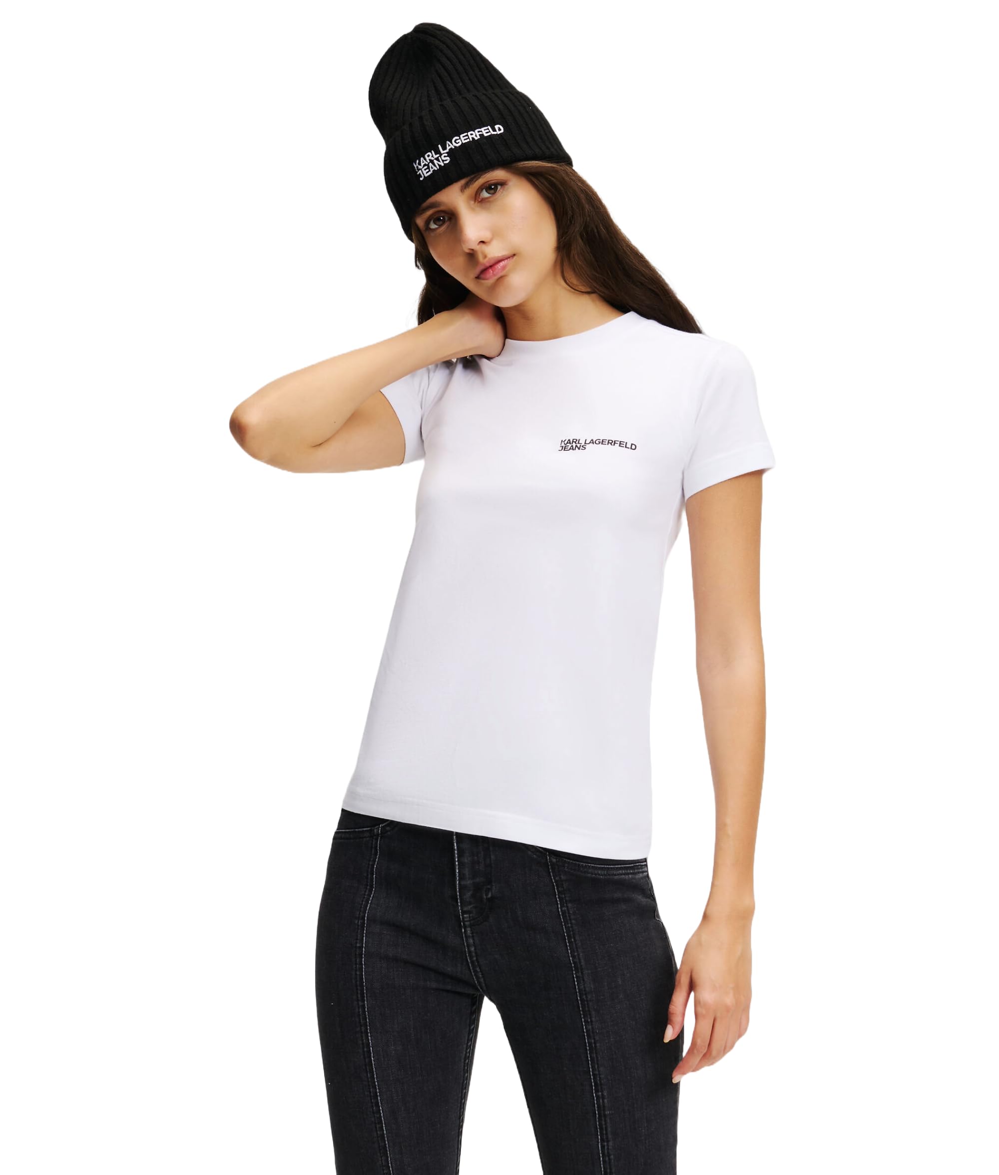 Karl Lagerfeld Jeans, Damen, Slim Fit, Kurzarm, Essential, Kleines Logo-T-Shirt