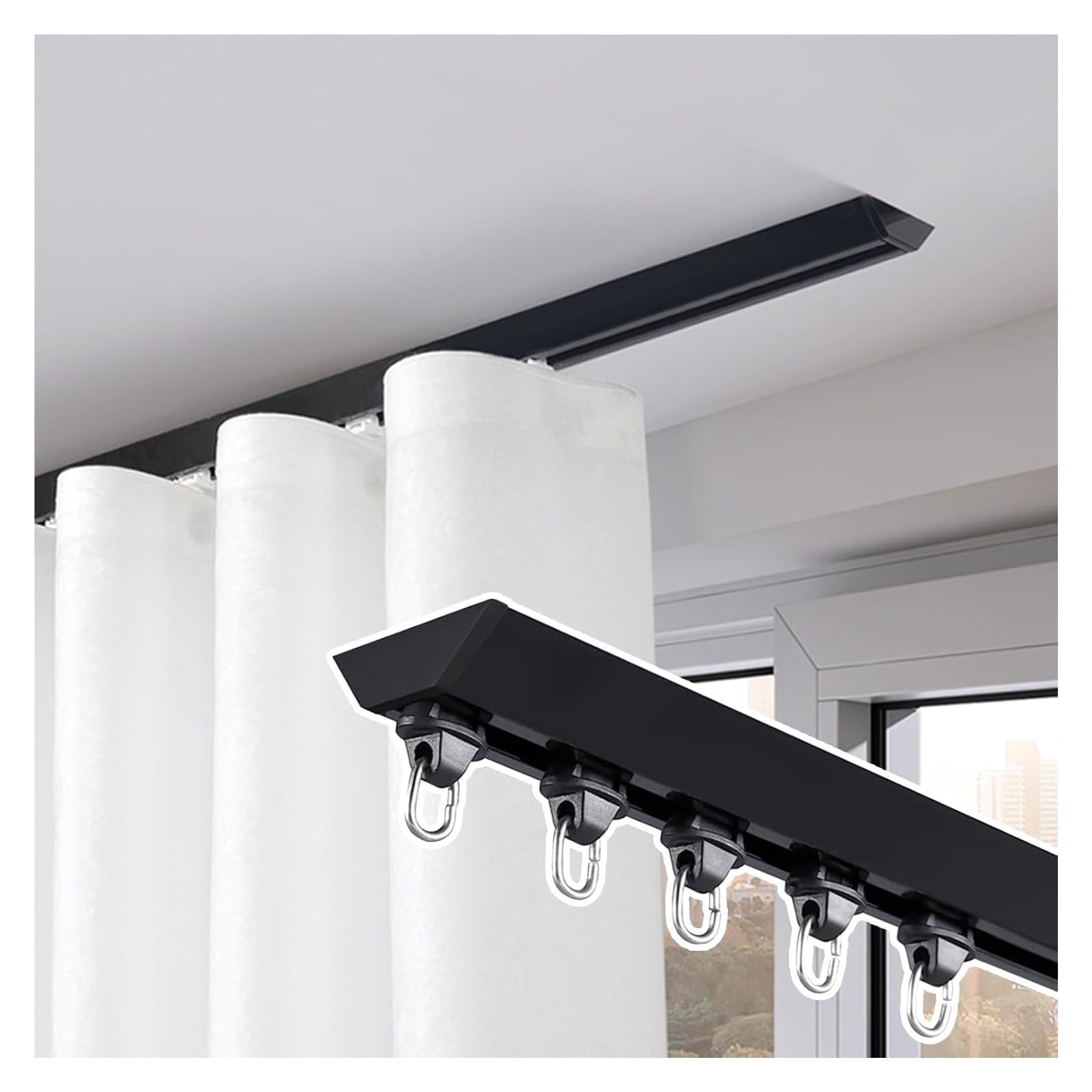 Tringle à rideau de plafond robuste design polyvalent pour séparation de pièce