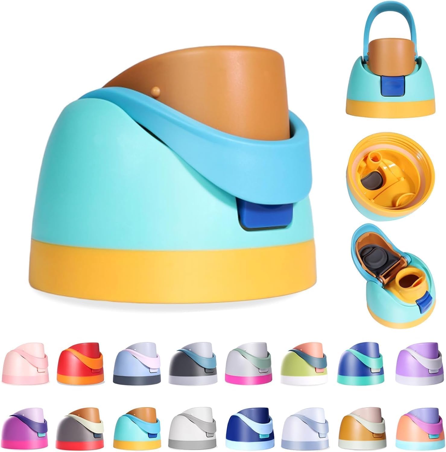 Replacement Lid for Owala Freesip, Compatible with Owala Cup 16oz 24oz 32oz 40oz, One Button Water Bottle Top Lid Replacement Accessory, Leakproof, BPA-Free (Yellow-Green)