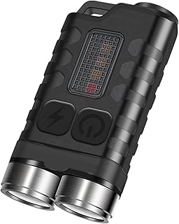 Mini Powerful Keychain Flashlights, V3 900 High Lumen EDC Flashlight, Super Bright Pocket USB Rechargeable Small Tactical Handheld LED Flash Light，with Red UV Blue Light, IP65 Waterproof, Magne.