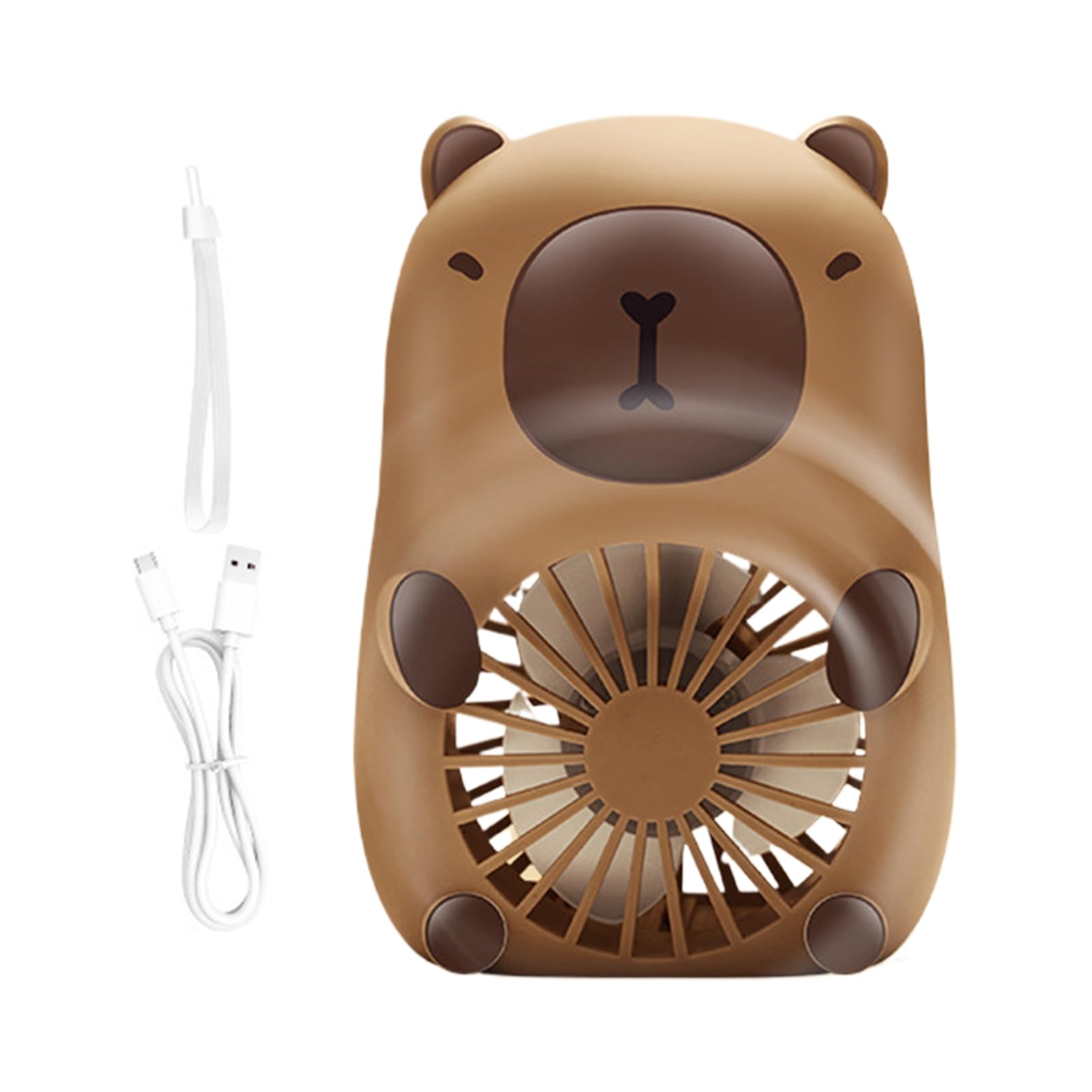 Éventail d'animaux, ventilateur à main, Fans de Capybara manuels mignons, Refroidisseur de nourriture à 3 vites