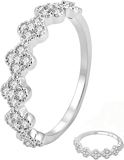 Moissanite Half Eternity Rings, Thick 14K Plated Stackable Rings for Women