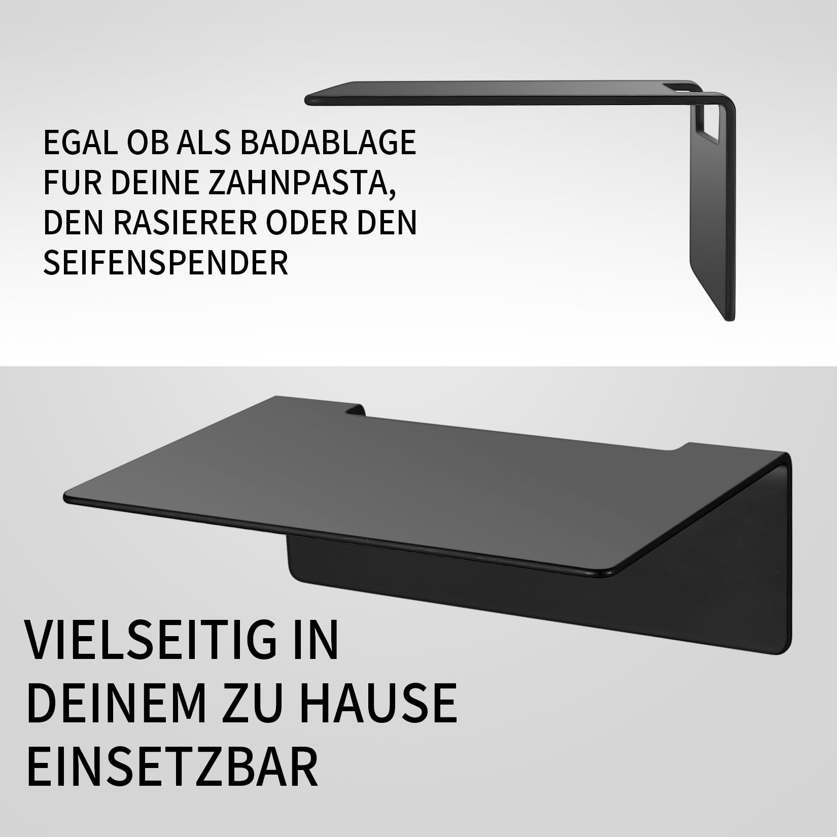 2er Set Badregale Schwarz Matt - Wandmontage Ablagen Für Badezimmer, Küche & Büro 14x9,5x5cm