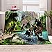 HYZSM Manta para Sofa Calentitas Suave con Franela Suave Antibolitas para Adultos/Niños/Bebe,Mantas de Tiro Impresa Dinosaurio 3D Reversible para Sofá/Cama/Camping/Jardín/Aire Libre 150x200cm