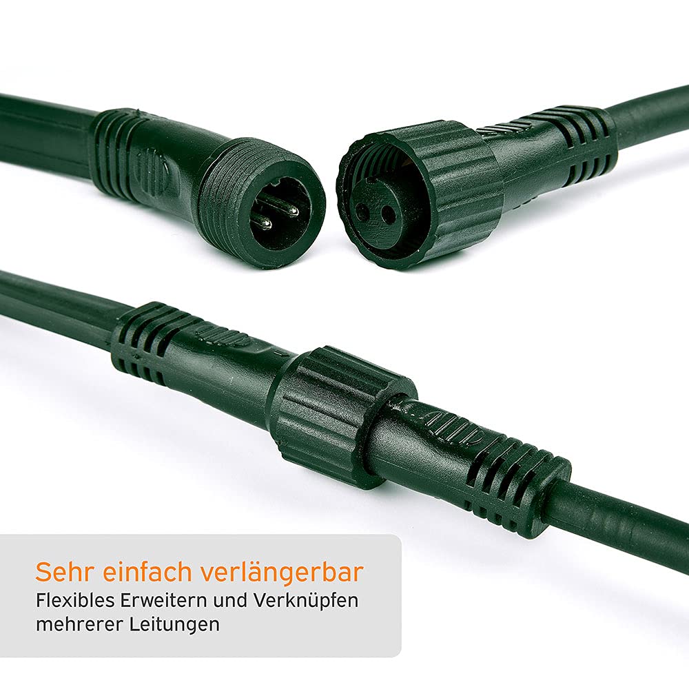 NCC-Licht Illu Lichterkette Komplettset 30 Meter Grün 30 E27 Fassungen mit Dichtung zum Verschrauben verlängerbar